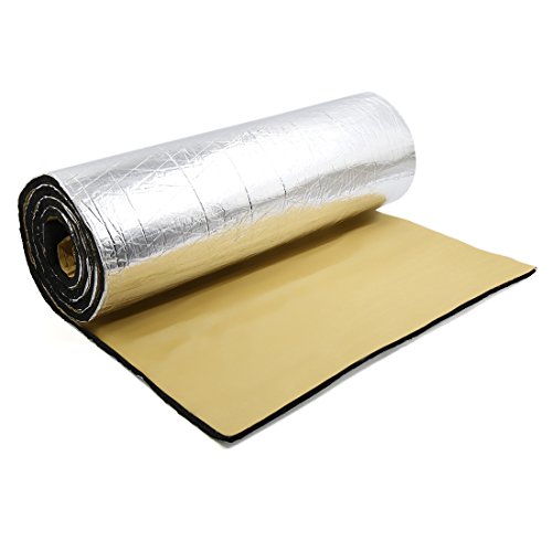 sourcing map 200cm X 50cm Vehículo Insonorizante Forro Aluminio Papel Adhesivo 10mm de Espesor Espuma Aislante de Calor Aislamiento Térmico Acústico Amortiguación de Sonido