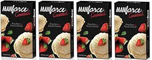 Manforce Cocktail Condom (Strawberry and Vanilla Flavoured) For Men, Set Of 4 (4 * 10) 40s