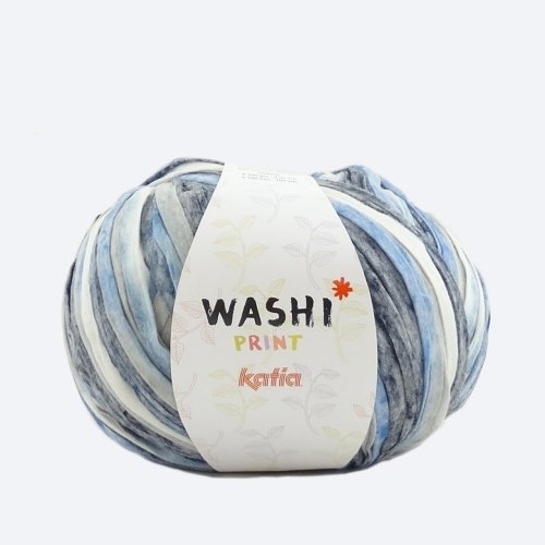 Katia Washi print Farbe 307 jeans-steingrau-weiß