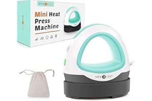 HTVRONT Mini Heat Press Machine for T-Shirts - Large Heat Plate Portable Heat Transfer Printer, Constant Temp Control, Fits for Crafts, T-Shirt, Hat, Cap, Pillows (Mint Green)