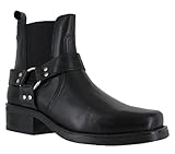 biker stiefel damen gefüttert Gummisohle Gringos M486 Harley Leder-Stiefeletten für Herren, Biker-/Cowboy-Stil, Schwarz - schwarz - Größe: 41.5