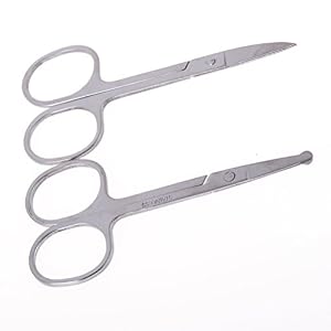 Welecom 2PCS, Nose Hair Scissors Beard Eyebrow Trimmer Scissors Stainless Steel Set - Image 6