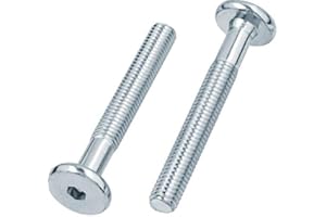 HEXATON Viti per Mobili a Testa Piata con Cava Esagonale | Parzialmente filettato | Acciaio Zincato | M6 x 70 mm | 50 Pezzi