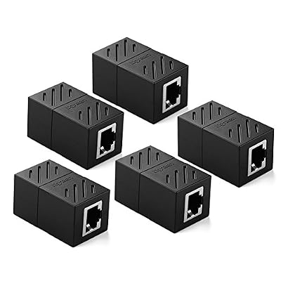 UGREEN Connecteur Ethernet, Lot de 5 Cat 7,6,5 Conencteur Ethernet Réseau RJ45 8P8C Femelle à Femelle (Noir)
