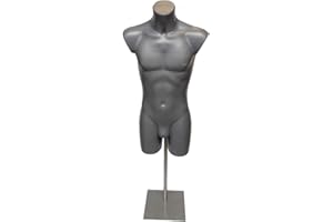 THE SHOPFITTING SHOP Buste de mannequin de sport pour homme Gris argenté