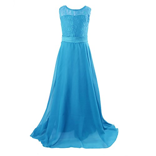 Discoball Niñas Encaje Vestido de Gasa Vestidos de Novia (Longitud de Suelo Vestido Largo Vestido de niña de Flores de Boda de Dama (10 Colores, Edad 5 - 73years)