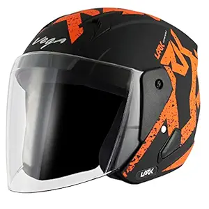Vega Lark Victor Dull Black Orange Helmet, M