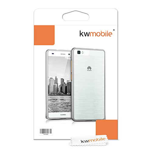 kwmobile Carcasa bumper de aluminio para el Huawei P8 Lite  2015  en plata - Protecci  n extra fina y resistente para tu m  vil