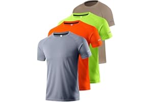 Paquete de 4 camisetas de manga corta para hombre, de secado rápido, cuello redondo, atlético, correr, gimnasio, entrenamiento, camiseta de manga corta