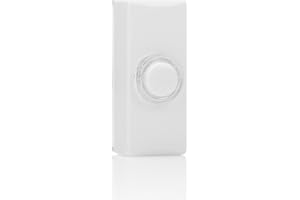 Byron DBW-22011 Wired Surface Mounted Doorbell Push Button, Universal Compatibility, Illuminated, Waterproof, Easy 2-Wire Installation, Sleek White Design