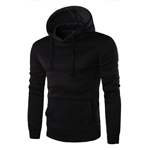 Preisvergleich Produktbild Elecenty Herren Kapuzenpullover Pullover,Winterpullover Kapuzenjacke mit Kapuze Solide Mäntel Slim Fit Lange Ärmel Männer Bluse Outwear Tops Bluse Oberbekleidung Weihnachten (XL, Schwarz)