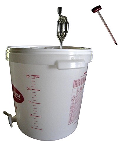 Gäreimer Gärbehälter 30 Liter inkl. Ablasshahn und Gärröhrchen + Weinthermometer