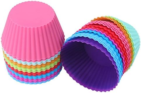 Keysui 24 pcs Round Silicone Cake Moulds Muffin Cupcake Bread Mousse, Jelly, Chocolate, Cake Case Mould