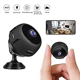 📷 [ Full HD 1080P Minikamera ] : 1920 x 1080P HD-Bild, 30 Bilder pro Sekunde, Sie können leicht alle Details in Ihren Aufnahmen herausfinden. Bildauflösung / Helligkeit / Kontrast / Kontrollleuchte / Sprachaufzeichnung können in der App eingestellt werden. 150° Weitwinkel deckt einen großen Bereich der überwachten Zone ab.