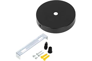 WUSJCOF Rosone da soffitto, scatola di connessione in metallo, 1 foro, rotondo, calotta coprifili sospensione, tutte, con cavo e morsetto, piastra di montaggio luce, ideale per attacchi (100x20mm)