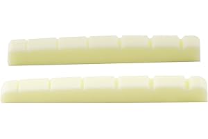 Musiclily Pro Urea Resina Plastica 43mm Capotasto Strato Tele Con Spaziatura Fondo Piatto Nut per Chitarra Elettrica Stratocaster/Telecaster 6 Corde, Avorio(2 Pezzi)