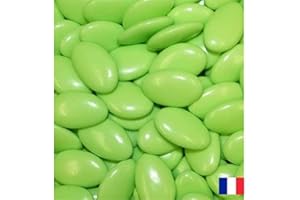 MES FETES - LES COLIS DE LA FÊTES 1kg Dragées chocolat Vert - Fabrication Française Environ 270 dragées dans 1 kilo - dragées mariage baptême communion - fabrication française 50% cacao - Vert Anis -Mes Fêtes