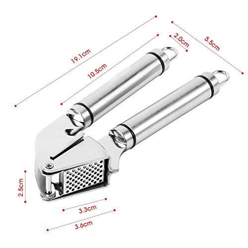 [Knoblauchpresse] Garlic Press Hochwertige Knoblauchpresse aus Edelstahl nicht rostende – spülmaschinengeeignete Knoblauch Crusher mit ergonomischem Griff- Edelstahl Knoblauchpresse mit Silikon Knoblauchschäler - 8