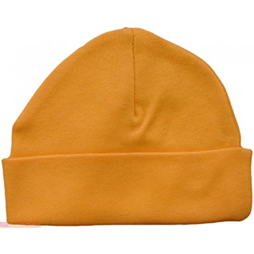 Newborn Baby Beanie Hat s (ORANGE) - Plain Soft 100% Cotton headwear New Baby Grow Boy Clothing Girl Cute Mum Dad Mummy Daddy Custom Parent Birth Gift bib Present by Fonfella