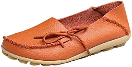 iLory Women's Casual Flat Shoes Leather Loafers Comfortable Driving Shoes Boat Shoes