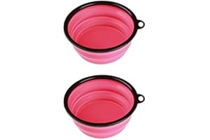 PET WIZ Zusammenklappbarer Reisenapf aus Silikon – 350 ml | 2er-Pack – Tragbarer Futternapf und Trinknapf mit Haken für Hunde und Katzen (Pink)
