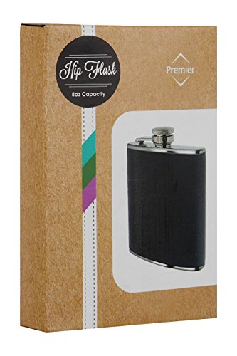 Premier Housewares Flachmann aus Edelstahl mit schwarzer Lederoptik, 236 ml - 5