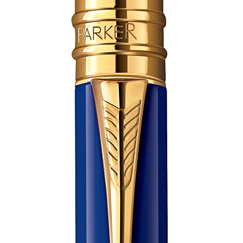 Parker 1907186 Duofold Ballpoint Pen, Medium Tip, Black Ink - Lapis Lazuli with Gold-Plated Trim