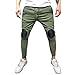 Produktbild MNRIUOCII MäNner Jogging Pants Mit Kordelzug Knie-NäHhose Athletic LäSsig Trainingshose Fur Outdoor-Training MäNnerhosen Elastische Tactical Hose Cargo Pants Sweat Pants (Armeegrün, XXXL)