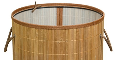 Kronenburg Bambus Wäschekorb Wäschesammler Rund mit Deckel, 58 cm x 35 cm Ø, Natur - 4