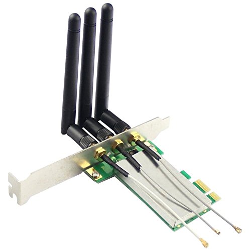 adaptare 49006 Adapter-Karte Mini-PCIe-WLAN-Modul aus Notebook in PCIe x1-Mainboard-Slot mit Slotblech und 3 externen Antennen