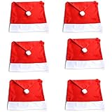 Juego de 6 Cubre Respaldos Navideños para Silla con Forma de Gorro de Santa Claus Decoración para Fiesta o Cena de Navidad