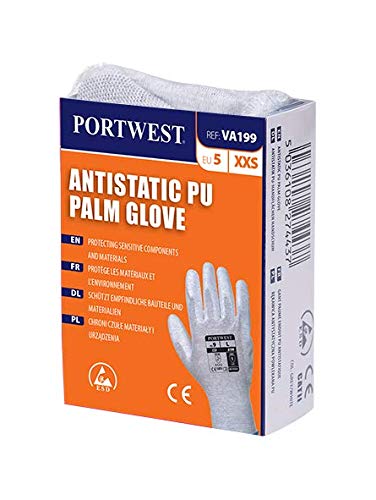 Portwest va199g7rl expendedoras antiestático sintética Palm guantes, Regular, tamaño: grande, color gris