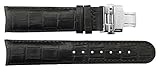 TELLUS Schwarz Kalbsleder Uhrenarmband, Alligatormuster, Faltschließe, 22mm Uhrenarmband _ B22018