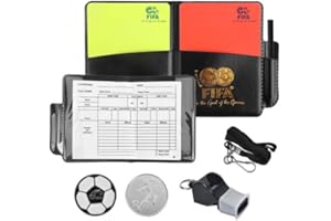 Homirty Kit Arbitro Calcio, Cartellini Arbitro Calcio Kit con Cartellini Rosso e Giallo, Fischietto con Cordino, Segnapunti per Allenatori, Gettone di Voto, per Gioco Calcio Scuola Sport