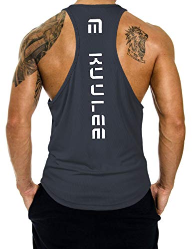KUULEE Hommes Musculation Débardeur Bodybuilding Stringer Gilet sans Manche Maillot Training Tank Tops Sport T-Shirt Fitness Gym