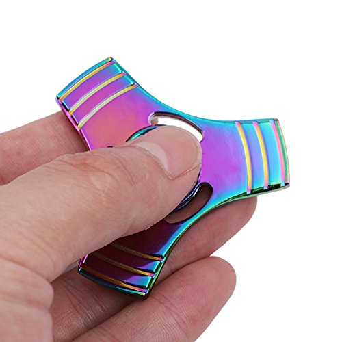 zappeln Hand Spinner mit LED Licht Marke neue Tri Spinner Prime Spielzeug mit 3 farbigen Shining Premium Angst Spielzeug hilft FORCUS für Kinder und Erwachsene Stress Reducer L Colorful lucky - 4