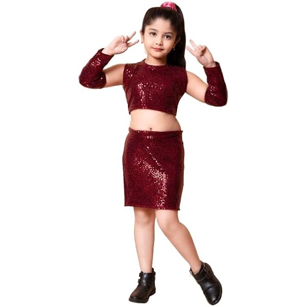 Jhaoyu Dans outfits voor meisjes, pailletten, één schouder, dans-top