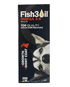 Genesisomega Fish3 Oil 3-6 Oil for Dogs-Immunity, Shiny Coat, Better Growth Booster-Dietary Supplement with Vitamins & Antioxidants