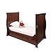 NEW PINEWOOD WALNUT SLEIGH MINI COT BED & DRAWER + BRITISH MADE DELUXE SUPERIOR SPRING BOUND MATTRESS 4’’