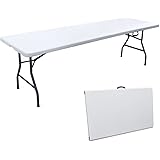 eacommerce Tavolo Pieghevole Richiudibile per Feste Sagre Fiere Giardino Campeggio Camping (240x70x74 cm, Bianco)