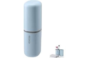 MEIJMJIA MIEJMJIA - Reise Wasser Becher Set,Zahnbürste Etuis,Zahnbürstenhalter für Zahnbürsten und Zahnpasta,Zahnputzbecher, Geeignet für Camping Reisen, Geschäftsreisen (blau)