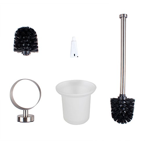 WC-Bürstenhalter, Dailyart WC-Garnitur Toilettenbürste mit Glaseinsatz und austauschbaren Toilettenbürste WC-Bürste – zur Wandmontage , Befestigen ohne bohren - 4