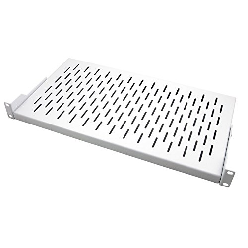 BIGtec 19" 1HE schwerlast Fachboden Ablageboden Einlageboden grau Tiefe 350mm tiefenverstellbar Nutzbreite 440mm für Wandgehäuse Netzwerkschränke Serverschränke Rack-Rahmen RAL7035 Traglast 10kg