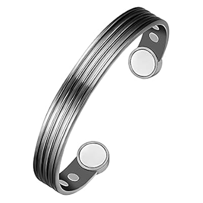 Jeracol Copper Magnetic Bracelets For Women Men,striped Style Magnetic Brazaletes With 6 Magnets(3500 Guass Each),adjustable Size Bangle With Jewelry Gift Box