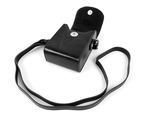 Housse de protection pour Nikon CoolPix W100 et Polaroid IF045  Lumix DMC-LX10  DMC-LX15 et DMC-TZ101 appareils photo compacts - aspect cuir couleur noir  par DURAGADGET