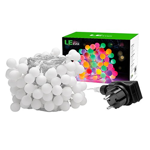 LE 100er LED Kugel Lichterkette 10M Mehrfarbig 8 Modi mit Memory-Funktion für Innen Außen Party Weihnachten Dekolampe (RGB) - 2