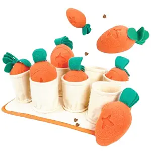 FOSSA Snuffle Mat for Puppies with 8 Carrots Squeaky Plush Dog Treat Toys