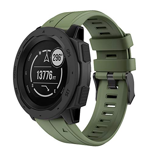 Preisvergleich Produktbild Skryo Schnellverschluss Easy Fit Silikon Ersatzarmband für Garmin Instinct (Armeegrün)