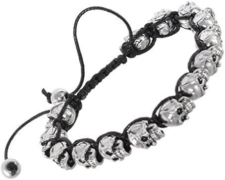 Rue B Silver Sale: Gothic Theme adjustable silver Skull bracelet (M56)
