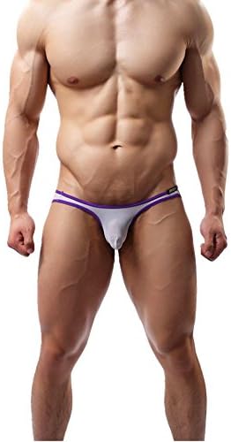 Men's Sexy Soft Underwear Sheer Transparent Brief Boxer Trunks Panty (Medium, White)